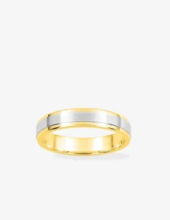 Alliance fantaisie or blanc et jaune 750 ‰ ruban 4 mm - Mariage