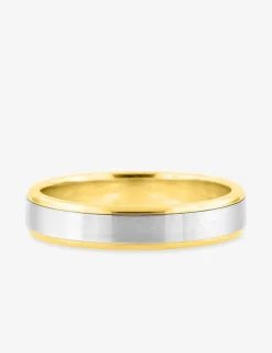 Alliance fantaisie or blanc et jaune 750 ‰ ruban 4 mm - Mariage