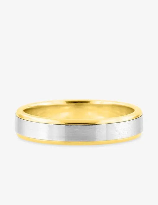 Alliance fantaisie or blanc et jaune 750 ‰ ruban 4 mm - Mariage