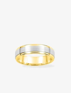 Alliance fantaisie or blanc et jaune 750 ‰ ruban 5 mm - Mariage
