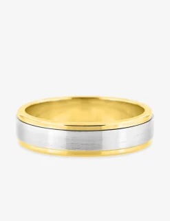 Alliance fantaisie or blanc et jaune 750 ‰ ruban 5 mm - Mariage