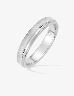 Alliance fantaisie rainure argent rhodié 925 ‰ 4 mm SO OR