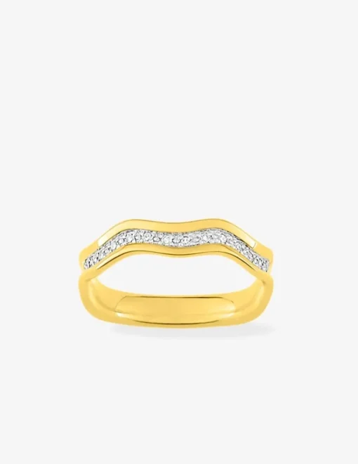 Alliance grain en or bicolore 750 ‰, 14 diamants 0,08 ct - Mariage