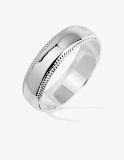 Alliance liseré fantaisie 5 mm argent 925‰ rhodié - Mariage