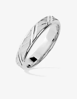 Alliance or 750 ‰ blanc ciselée 4 mm - Mariage