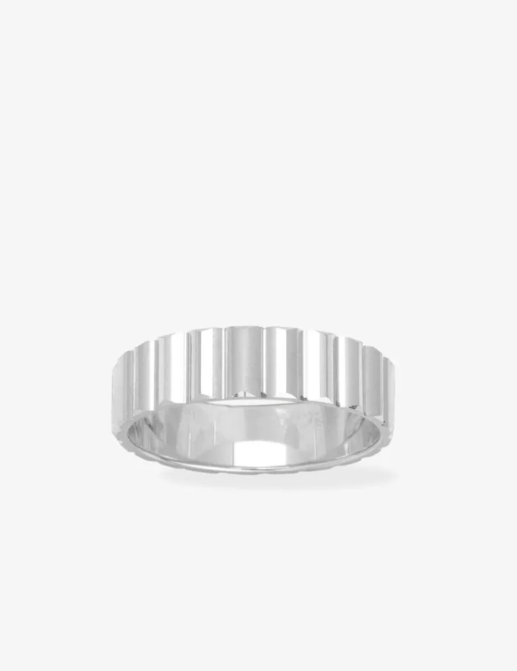 Alliance or 750 ‰ blanc ciselée 5 mm - Mariage