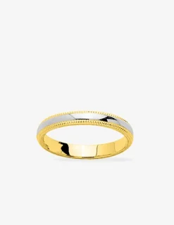 Alliance or 750 ‰ jaune et blanc ciselée 3 mm - Mariage