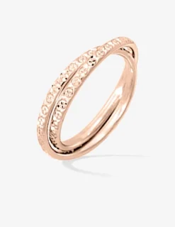 Alliance or 750 ‰ rose deux anneaux ciselés - Mariage