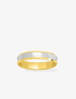 Alliance or bicolore 750 ‰ concave intérieur jaune - Mariage