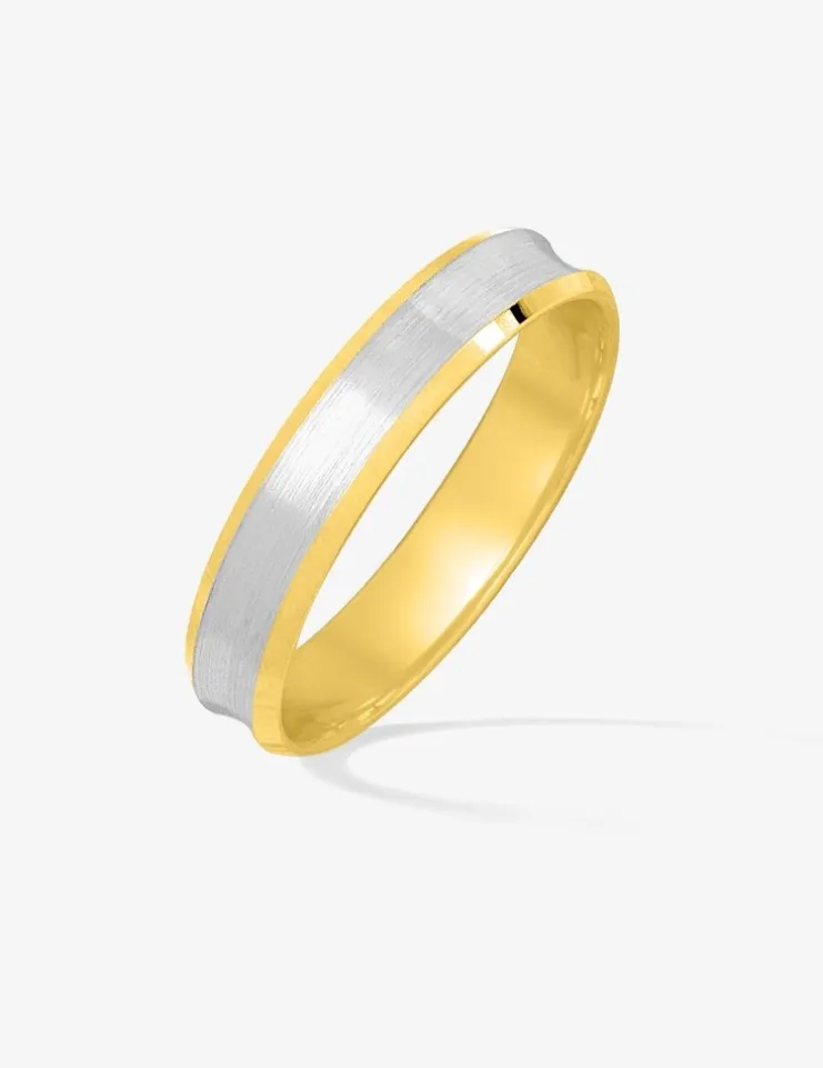 Alliance or bicolore 750 ‰ concave intérieur jaune - Mariage