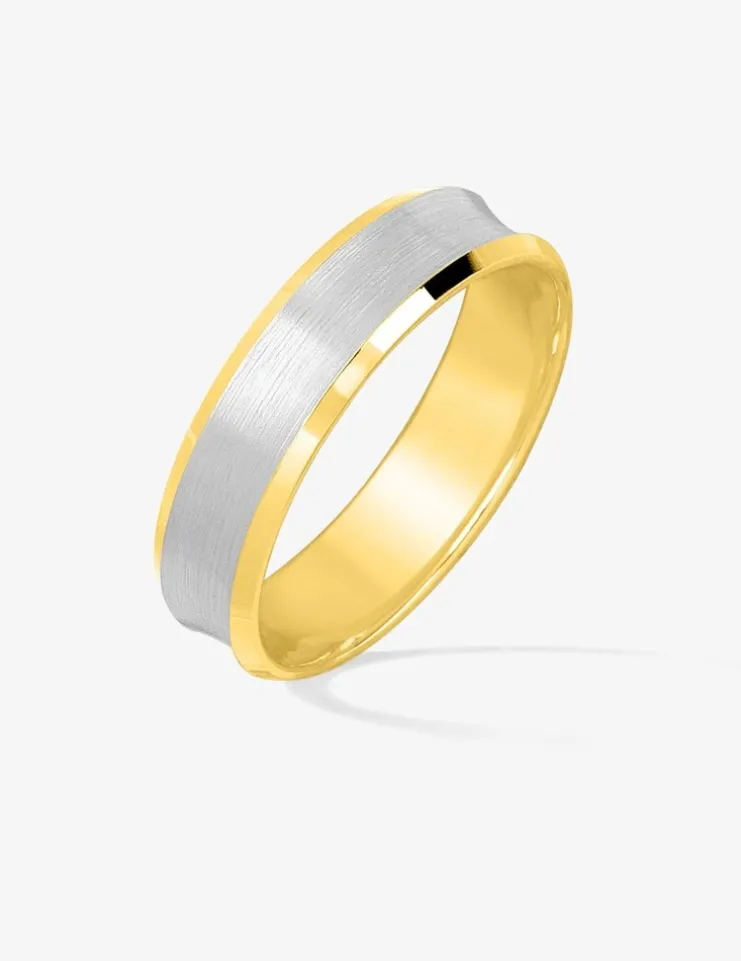 Alliance or bicolore 750 ‰ concave intérieur jaune - Mariage