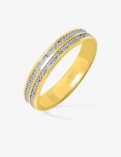 Alliance or bicolore 750 ‰ diamantée - Mariage