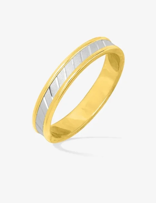 Alliance or bicolore 750 ‰ diamantée - Mariage