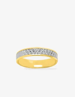 Alliance or bicolore 750 ‰ diamantée intérieur jaune - Mariage