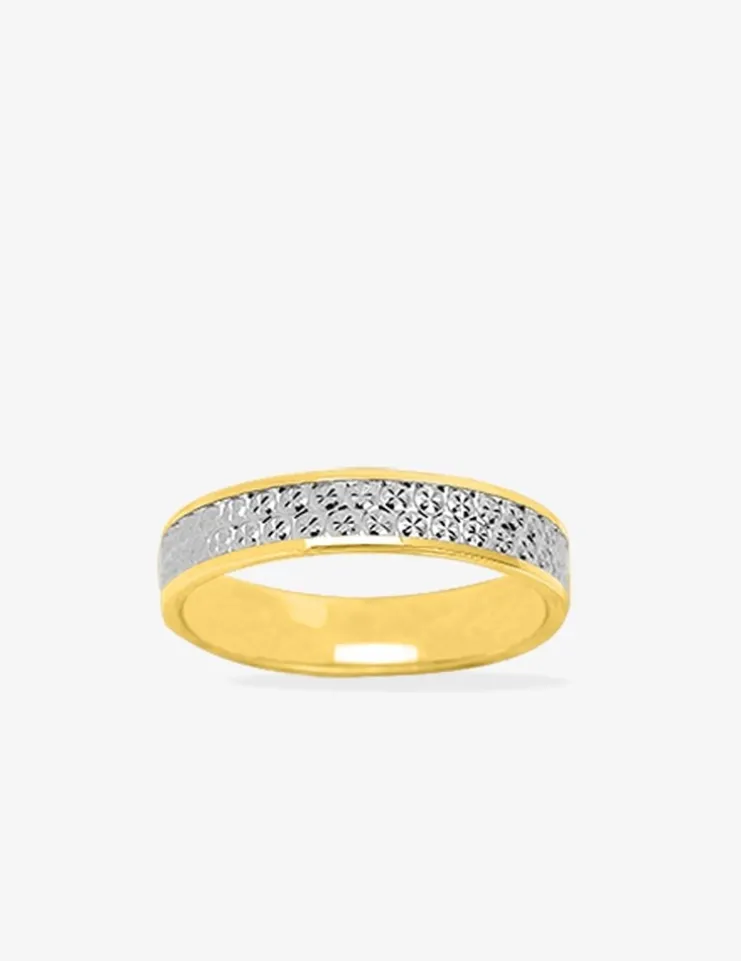 Alliance or bicolore 750 ‰ diamantée intérieur jaune - Mariage