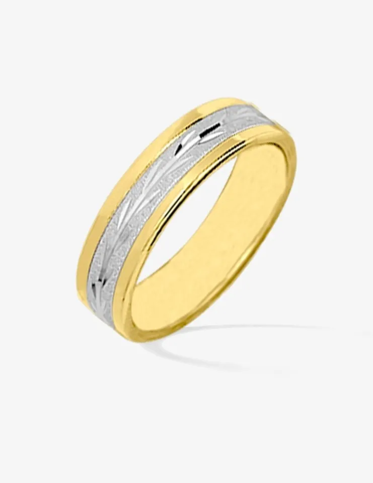 Alliance or bicolore 750 ‰ diamantée - Mariage