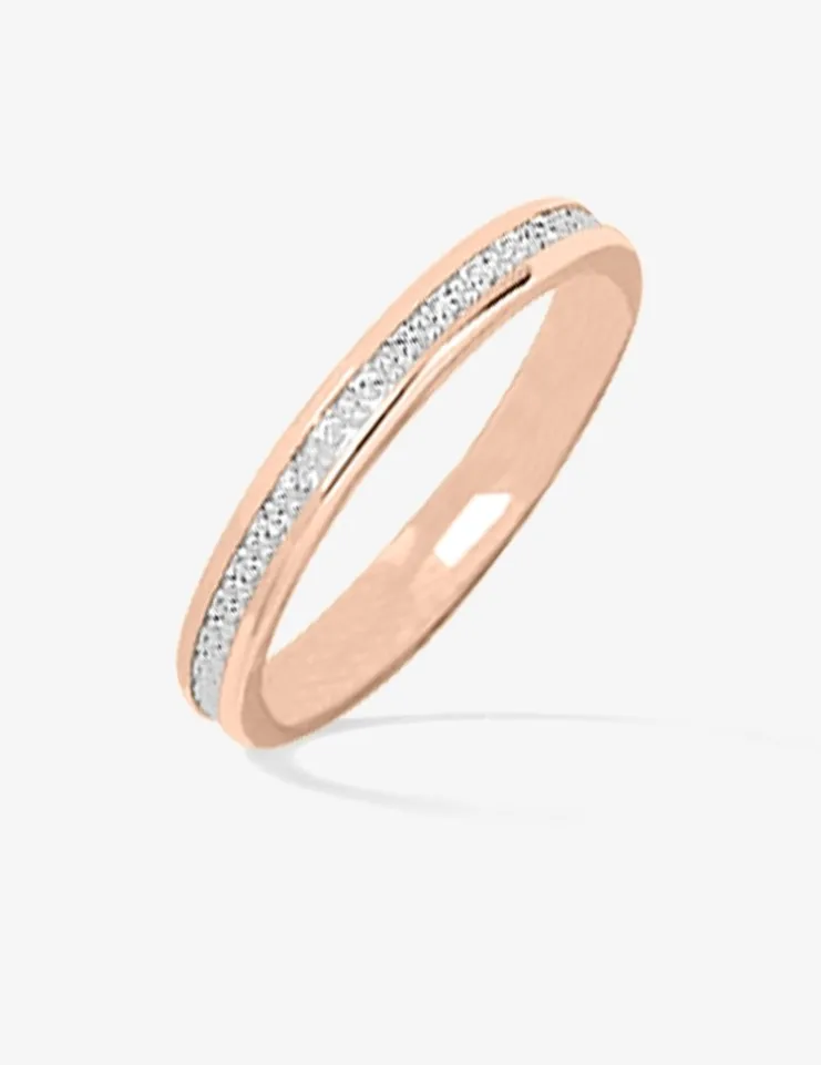 Alliance or bicolore 750 ‰ intérieur rose - Mariage