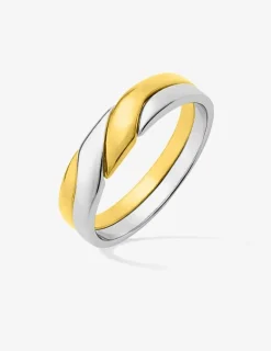 Alliance or bicolore 750 ‰ jaune et blanc croisés - Mariage