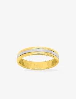 Alliance or bicolore 750 ‰ jaune et blanc lisse - Mariage