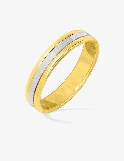 Alliance or bicolore 750 ‰ jaune et blanc lisse - Mariage