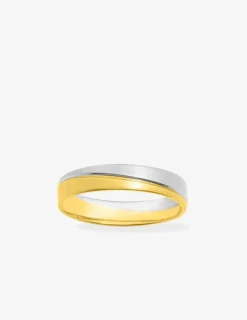 Alliance or bicolore 750 ‰ jaune et blanc superposés - Mariage