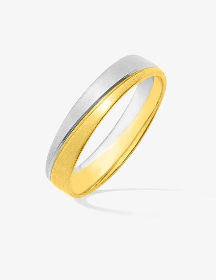 Alliance or bicolore 750 ‰ jaune et blanc superposés - Mariage