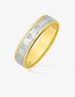 Alliance or bicolore 750 ‰ texturée - Mariage