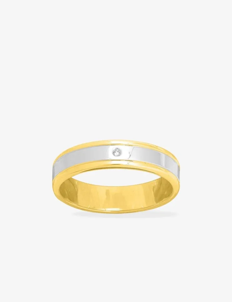 Alliance or bicolore jaune et blanc 750 ‰ 5 mm - Mariage