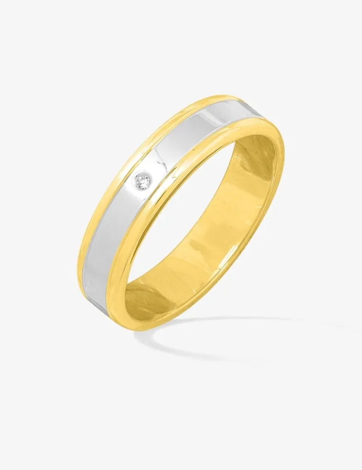 Alliance or bicolore jaune et blanc 750 ‰ 5 mm - Mariage