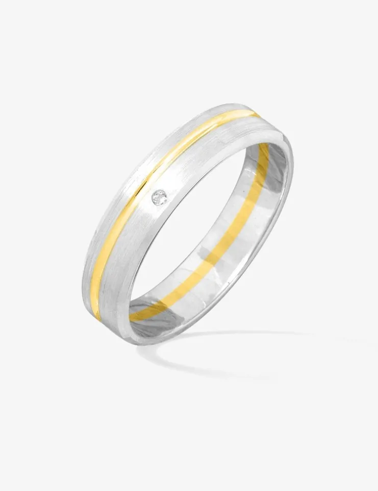 Alliance or bicolore jaune et blanc 750 ‰ 4,5 mm - Mariage