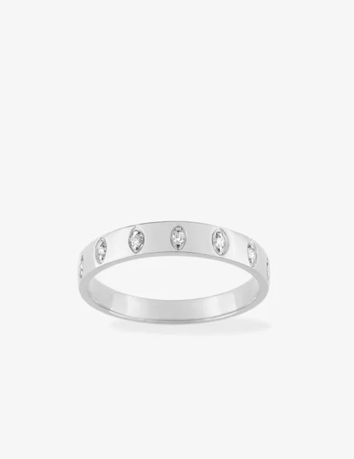 Alliance or blanc 750 ‰ avec 7 diamants - Mariage