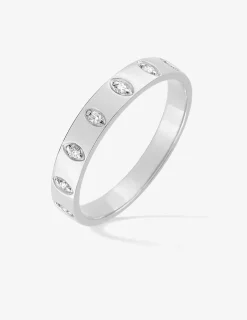 Alliance or blanc 750 ‰ avec 7 diamants - Mariage