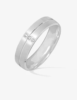 Alliance or blanc 750 ‰ avec 3 diamants - Mariage