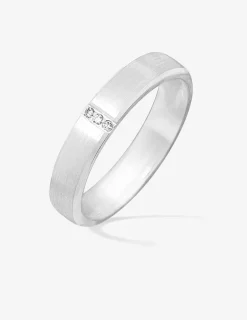Alliance or blanc 750 ‰ avec 3 diamants - Mariage