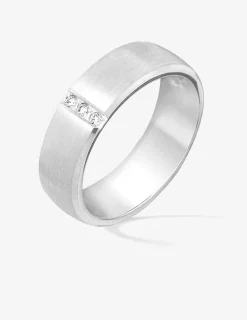 Alliance or blanc 750 ‰ avec 3 diamants - Mariage