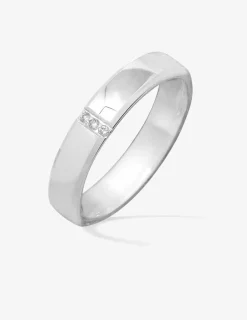 Alliance or blanc 750 ‰ avec 3 diamants - Mariage