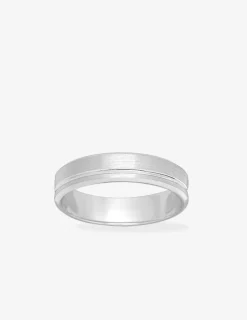 Alliance or blanc 750 ‰ contemporaine rainurée - Mariage