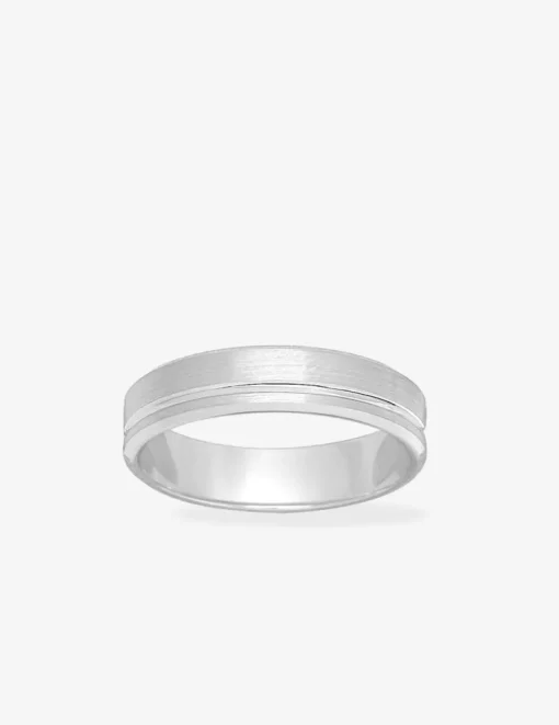 Alliance or blanc 750 ‰ contemporaine rainurée - Mariage