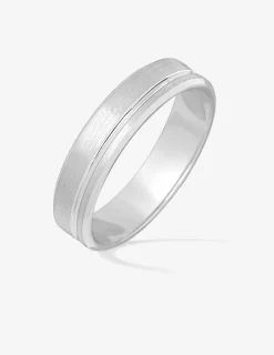 Alliance or blanc 750 ‰ contemporaine rainurée - Mariage