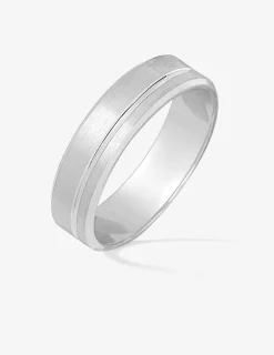 Alliance or blanc 750 ‰ contemporaine rainurée - Mariage