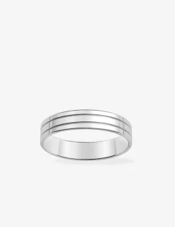 Alliance or blanc 750 ‰ contemporaine double rainure - Mariage