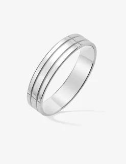 Alliance or blanc 750 ‰ contemporaine double rainure - Mariage