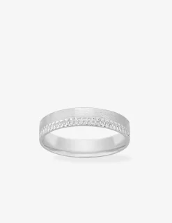Alliance or blanc 750 ‰ demi texturée - Mariage