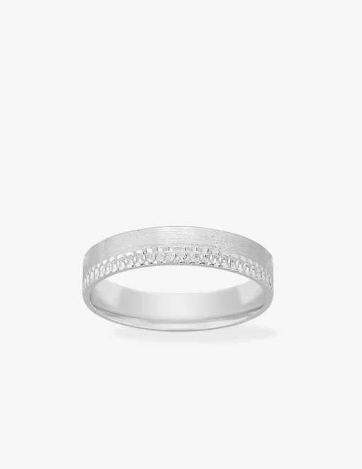 Alliance or blanc 750 ‰ demi texturée - Mariage
