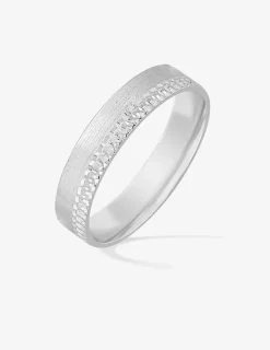 Alliance or blanc 750 ‰ demi texturée - Mariage