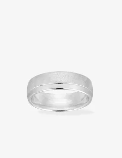 Alliance or blanc 750 ‰ demi texturée - Mariage