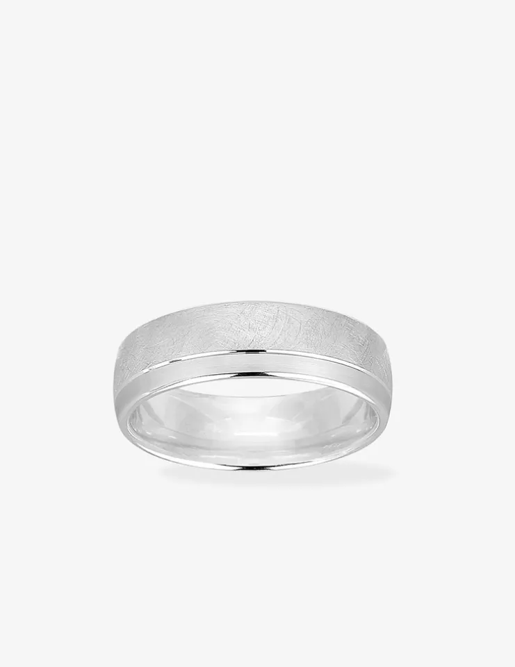 Alliance or blanc 750 ‰ demi texturée - Mariage