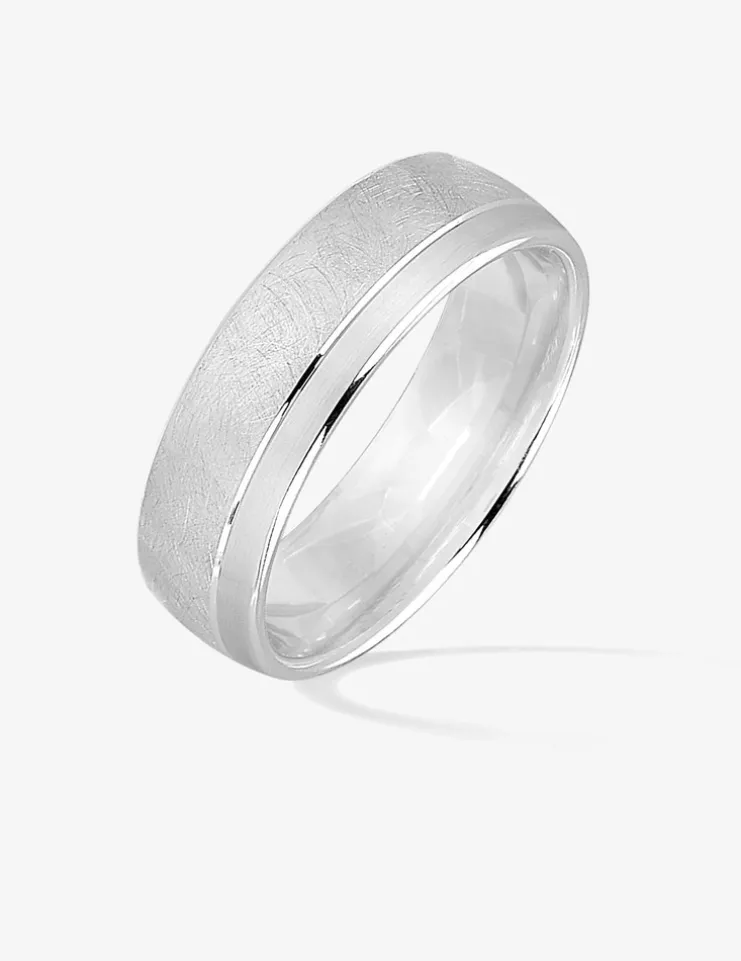 Alliance or blanc 750 ‰ demi texturée - Mariage