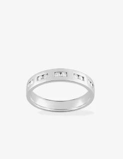 Alliance or blanc 750 ‰ et 10 diamants - Mariage