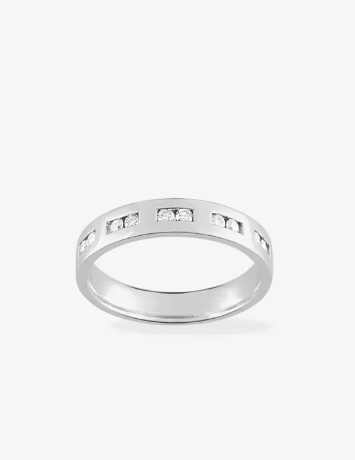 Alliance or blanc 750 ‰ et 10 diamants - Mariage